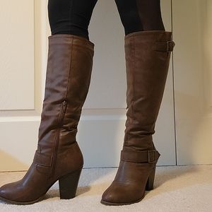 Forever21 brown riding boots with heels